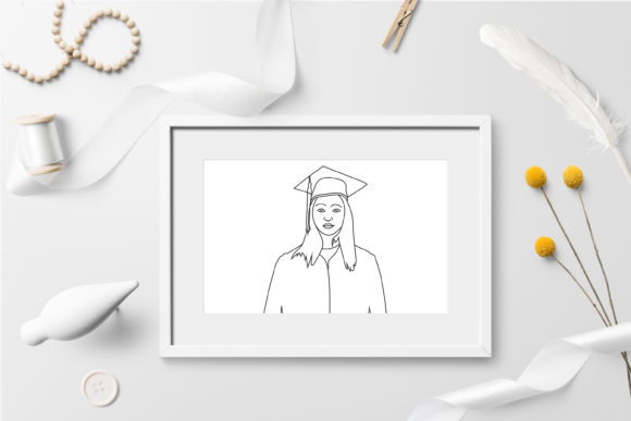 Abstract Line Drawing of a Graduate Girl