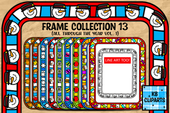 All Through the Year 1 Frames Color B W – Seasonal Clip Art for Every Project