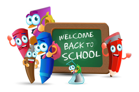 Cartoon School Supplies Funny Set for Creative Projects