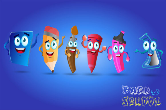 Cartoon School Supplies Vector Design for Creators