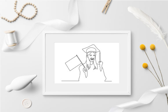 Continuous One Line of Graduate Woman: Minimal Art for Modern Design
