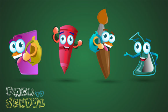 Cool School Supplies Cartoon Character