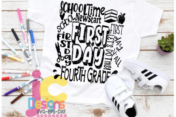 First Day of Fourth Grade: A Typography Design Set for Back-to-School Projects