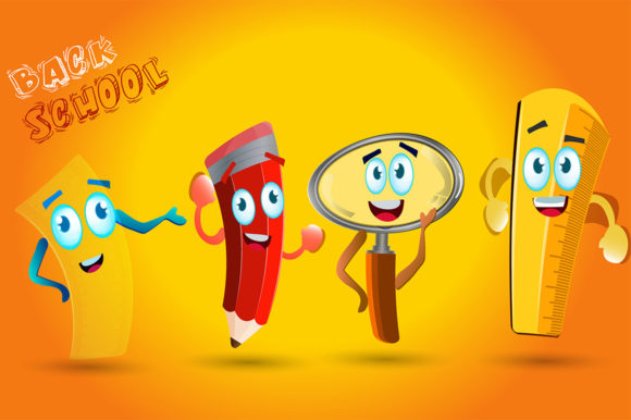 School Supply Cartoon Kawaii Design in Everyday Creativity