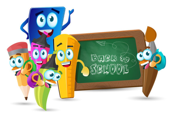 Set of Kawaii Cartoon School Supplies: A Versatile Design Solution for Creative Projects