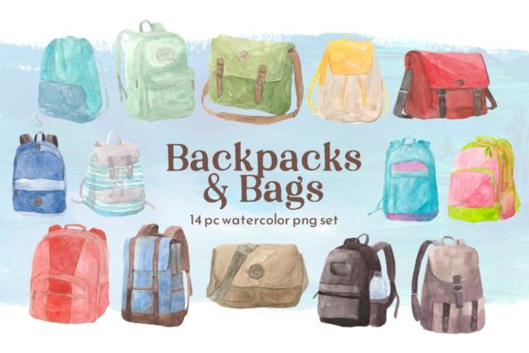 Watercolor Bags and Backpacks Set